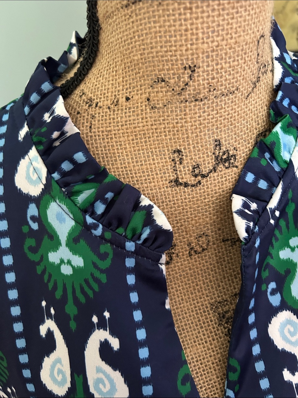 Women’s Navy Green White Printed Midi Dress - Picture 6 of 10